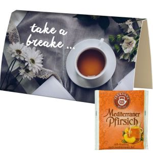 Beuteltee Mediterraner Pfirsich in bedruckbarer Klappkarte