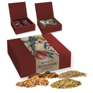 190 g Premium Gewürz Geschenk-Set mit 4 Sichtfensterdosen und Werbeanbringung