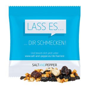 30 g Bio Cashews mit FruchtMix im Werbetütchen mit Logodruck