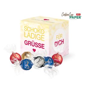 Werbewürfel Lindt Lindor Pralinés mit Logodruck