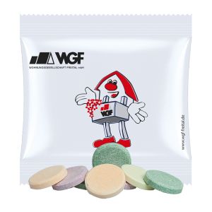 10 g bunte Brause-Taler im Werbetütchen mit Logodruck