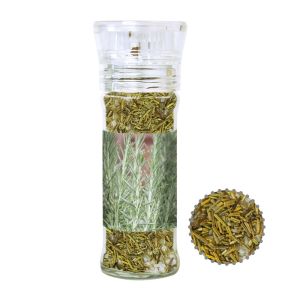 65 g Rosmarin-Salz in Gewürzmühle mit Werbeetikett