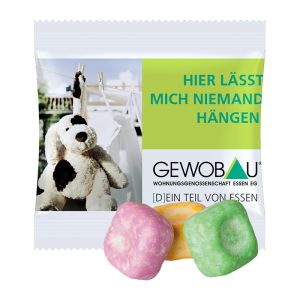 8 g bunte Brause Kaubonbons im Werbetütchen mit Logodruck
