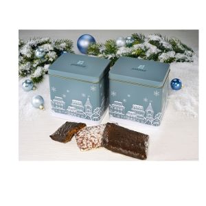 Präsent 350 g Nürnberger Elisen-Lebkuchen in Weihnachtsdose Elisen Nr 5 mit individuellem Logodruck