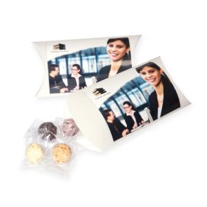 75 g Trüffelpralinen in Kissenverpackung mit Logodruck