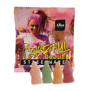 Fruchtgummi-Saftschorle im Werbetütchen mit Logodruck