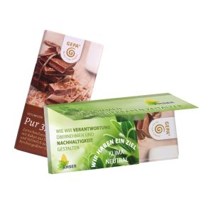 100 g GEPA Fair Plus BIO-Schokolade in Mailingmappe mit Logodruck