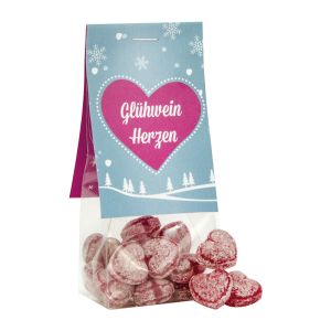 Glühweinherzen mit Werbereiter