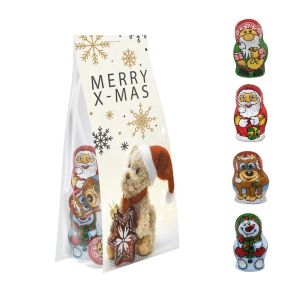 40 g Schoko-Weihnachts Mix im Standbeutel mit Werbereiter