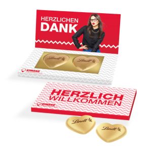 Präsentbox Lindt Herz mit Werbebedruckung