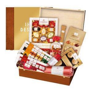 Niederegger Schatztruhe mit Werbebanderole