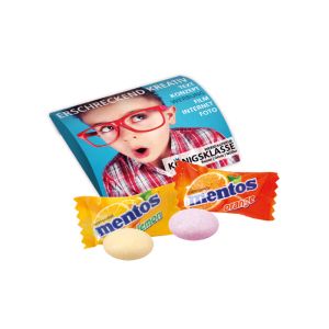 Werbebriefchen mit mentos Fruit und mit Logodruck