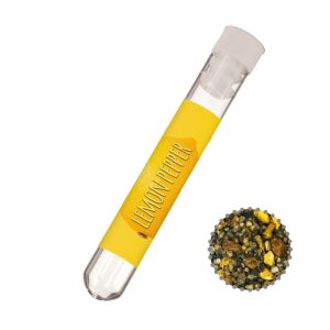 6 g Zitronen-Pfeffer im Reagenzglas mit Werbeetikett