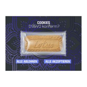 8 g Express Karamellkeks auf Werbekarte mit Logodruck
