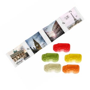 4er HARIBO Mini-LKWs Fruchtgummi Kettenbeutel mit Werbebedruckung