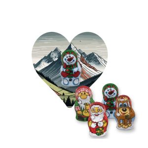 Schoko-Weihnachts Mix auf Mini Herzform-Flyer mit Werbedruck