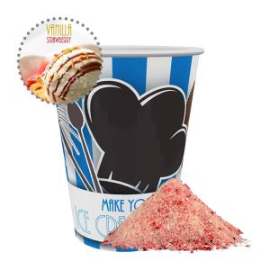 Bio Eispulver-Mischung Vanille-Erdbeere im Becher mit Werbedruck