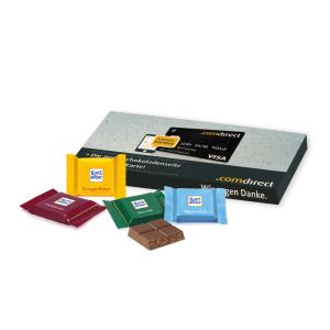 30 g Ritter SPORT Schokotäfelchen in Präsentbox (Graspapier) mit Werbedruck