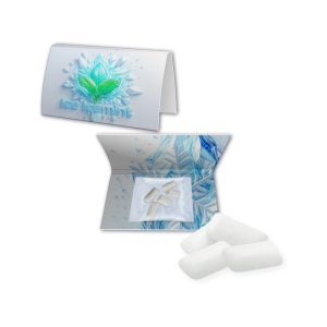 7 g Icemint Kaugummi in gefalteter Werbekarte mit Werbedruck
