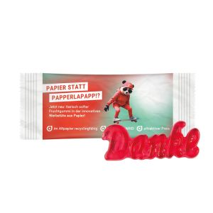 1er Fruchtgummi Danke im Flowpack aus recyclingfähigen Papier
