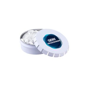 Mini-Klick Klack Dose mit Pfefferminz in Mutter-Form und Werbedruck