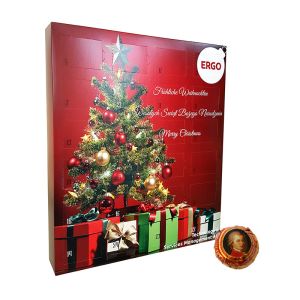 Werbe Adventskalender mit Mozartkugeln Klassik und Werbedruck