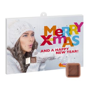 2 in 1 Adventskalender mit Jahreskalender aus reinpapier mit Werbedruck