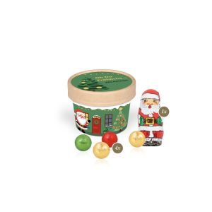 Christmas Paperbox mit Fairtrade Schokolade und einem Werbeeinleger im Deckel