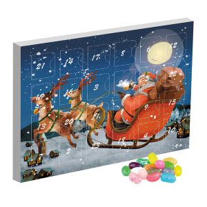 Mini Adventskalender mit Jelly Beans Süß-Mix und Werbedruck