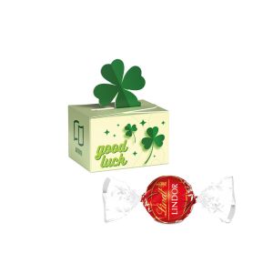 Lindt LINDOR Milchkugel in Geschenkbox mit Kleeblatt und Werbedruck