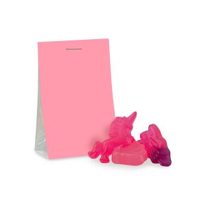 15 g pinke Fruchtgummifiguren in Naschtasche mit Werbereiter
