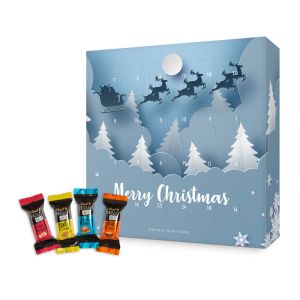 Adventskalender Lindt HELLO mini Sticks aus 100 % Kartonage mit Werbedruck