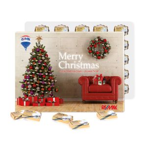 Ökologischer Karton Adventskalender mit Lindt Täfelchen und Werbedruck