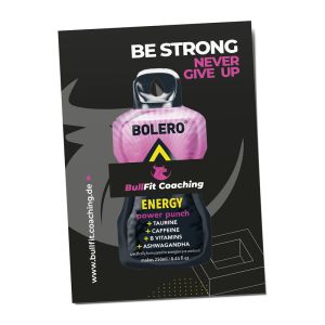 BOLERO Energy Getränkepulver mit individuell bedruckbarer Werbe-Klemmkarte