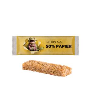 25 g Müsliriegel Multikorn Apfel in Papierfolien-Flowpack mit Werbedruck
