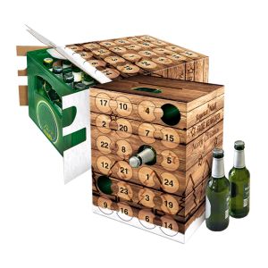 Adventskalender-Kartonage für Bierkisten mit Werbedruck