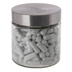 0,9 l Glastiegel befüllt mit Schülkreide Lakritz und Prägung auf dem Deckel