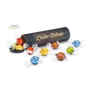 Präsent 125 g Lindt Lindor in schwarzer Geschenkröhre