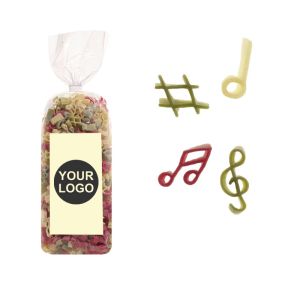 250 g Werbe-Nudeln in Noten-Form im Standbeutel mit Werbeetikett