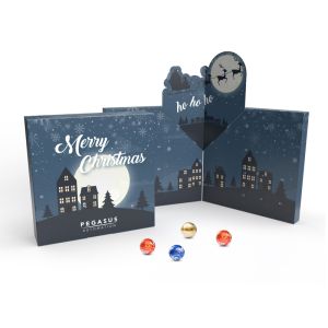 110 g Adventskalender Lindt Lindor in Buchform mit Popup und mit Werbedruck