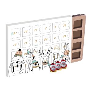 Ökologischer Adventskalender mit Weihnachtswichteln aus Bio-Schokolade