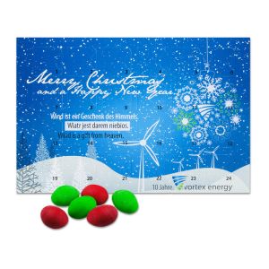 Adventskalender Midi mit bunten Mandel-Mix und Werbedruck