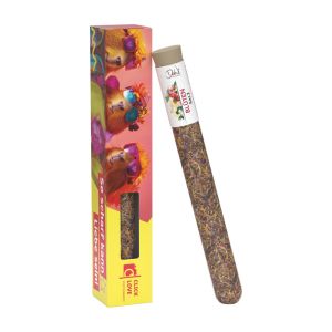 Test tube M with blossom salt in promotional box with advertising print