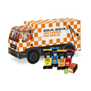 3D Präsent LKW mit Lindt HELLO Mini und Werbedruck