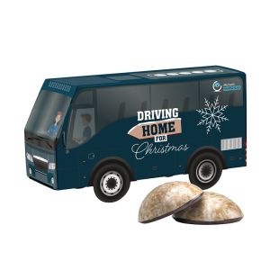 3D Präsent Bus mit 4er Lebkuchen und Werbedruck