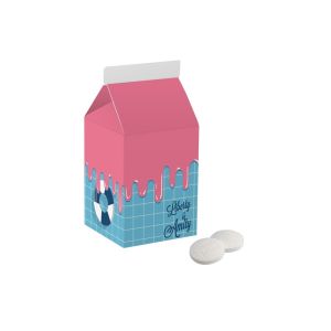 Milchverpackung mit Pfefferminz Complimints und Werbedruck