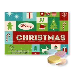 Wandkalender mit Brausebonbons und Werbedruck