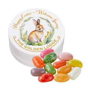 15 g Jelly Beans in einer Papier XS-Taschendose mit Werbedruck