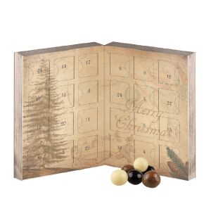Adventskalender klappbar mit Knusperkugel-Mix und Werbedruck