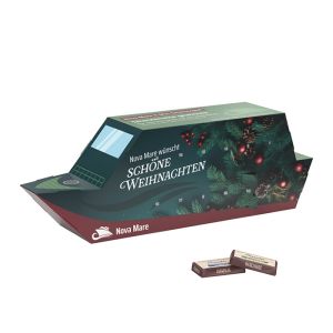 3D Adventskalender Schiff Sarotti mit kompostierbarem Inlay und Werbedruck